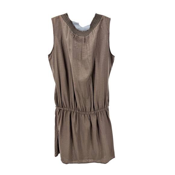 Esprit Y2K Brown‎ Sleeveless Tiered Mini Dress Size 16 Smocked Cottagecore - Picture 4 of 8
